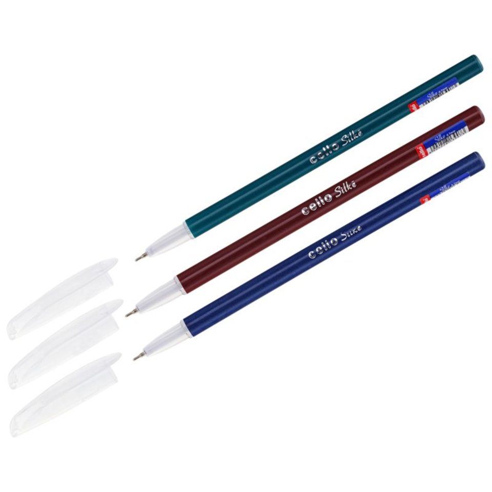 ручка шариковая Cello Silke игловидный наконечник корпус ассорти 745 синяя