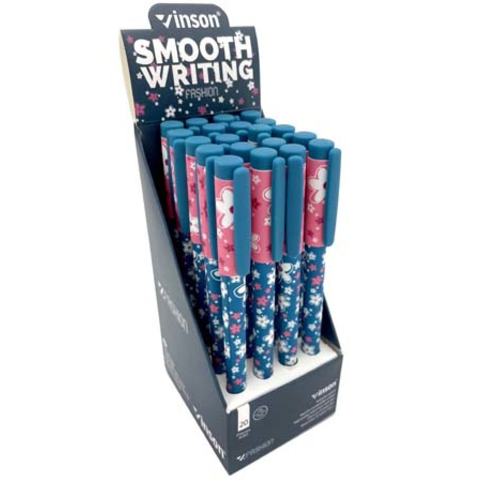 ручка шариковая Vinson Цветочки игловидный наконечник масляные чернила cf-66 синяя