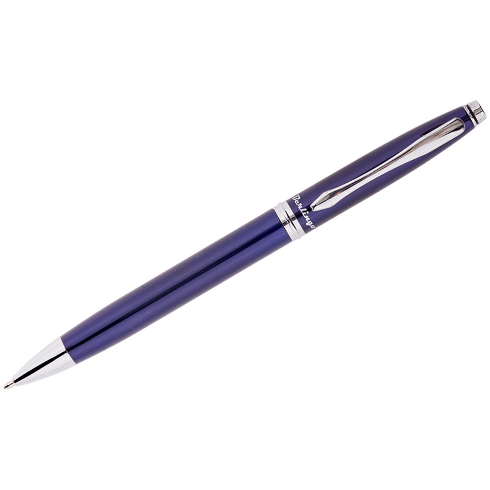 ручка шариковая Berlingo Silver Classic синий цвет корпуса, пластиковый футляр