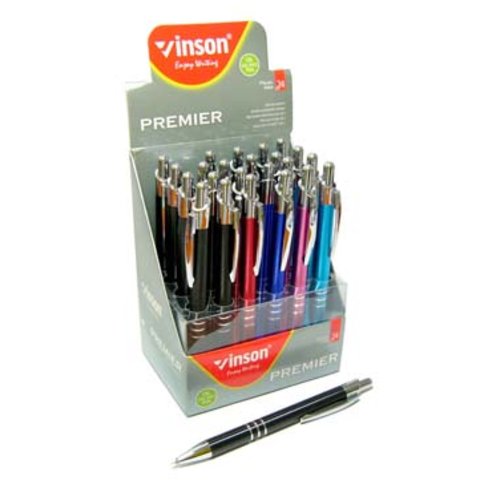 ручка шариковая Vinson автоматическая металлический цветной корпус масляные чернила 8016 синяя