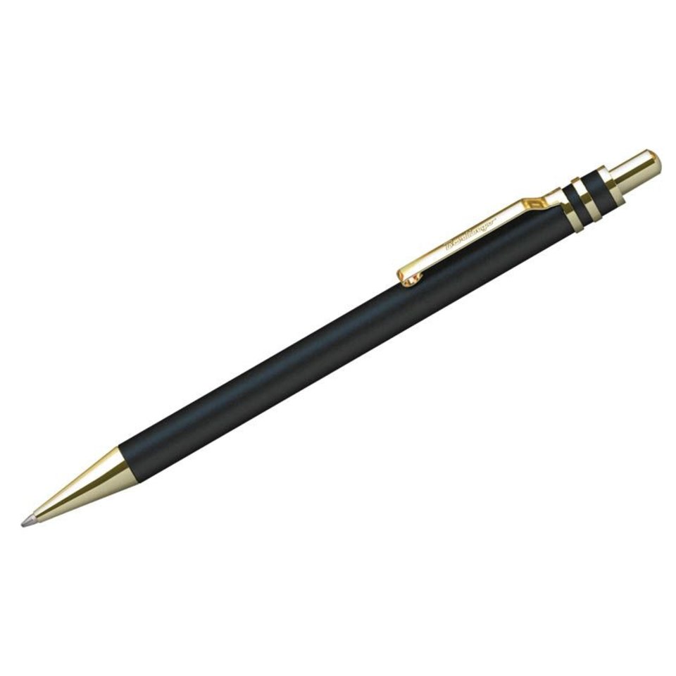 ручка шариковая Berlingo Silver Premium 72901 черный корпус, золотая отделка пластиковый футляр