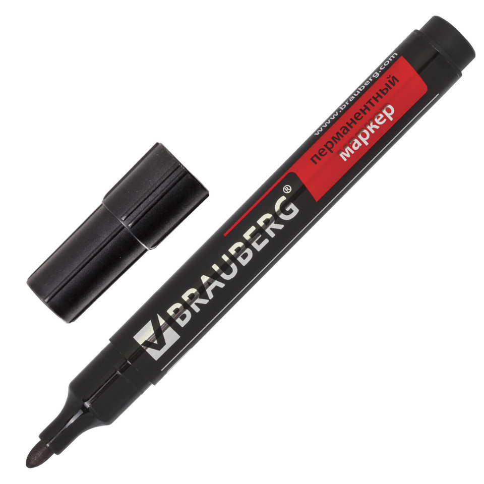 маркер перманентный круглый наконечник 3мм Brauberg Contract черный 150465