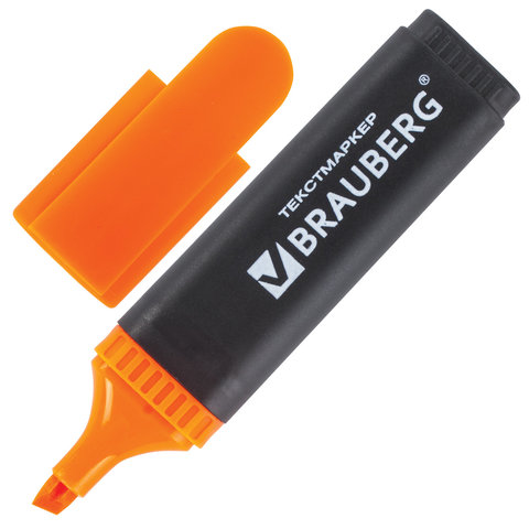 маркер текстовыделитель скошенный наконечник 1-5мм Brauberg Contract оранжевый 150393
