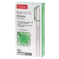 маркер выделитель скошенный 1-4мм 2-х сторонний pastel зеленый дуо hl088702