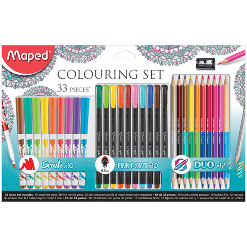 набор для рисования 33 предмета MAPED фломастеры + ручки капилярные +двусторонние цветные карандаши