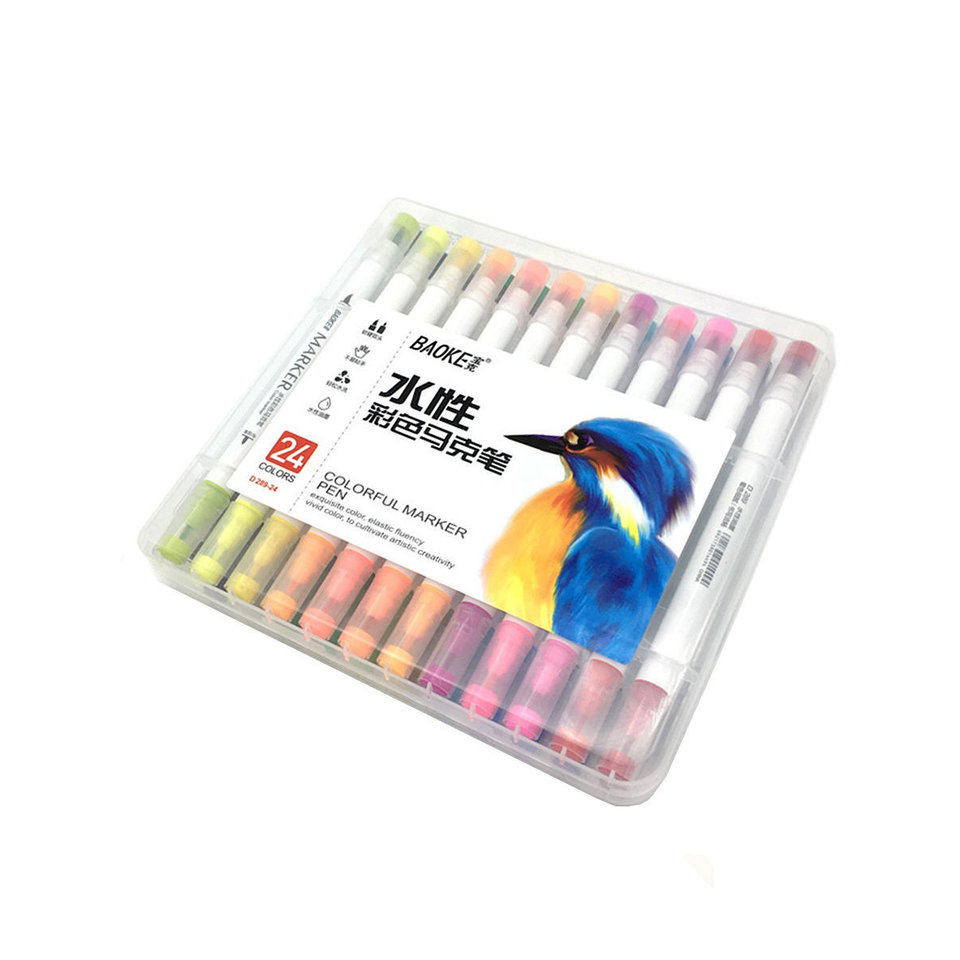 скетч-маркеры 24 цвета акварель двухсторонние кисть-фломастер cd-903