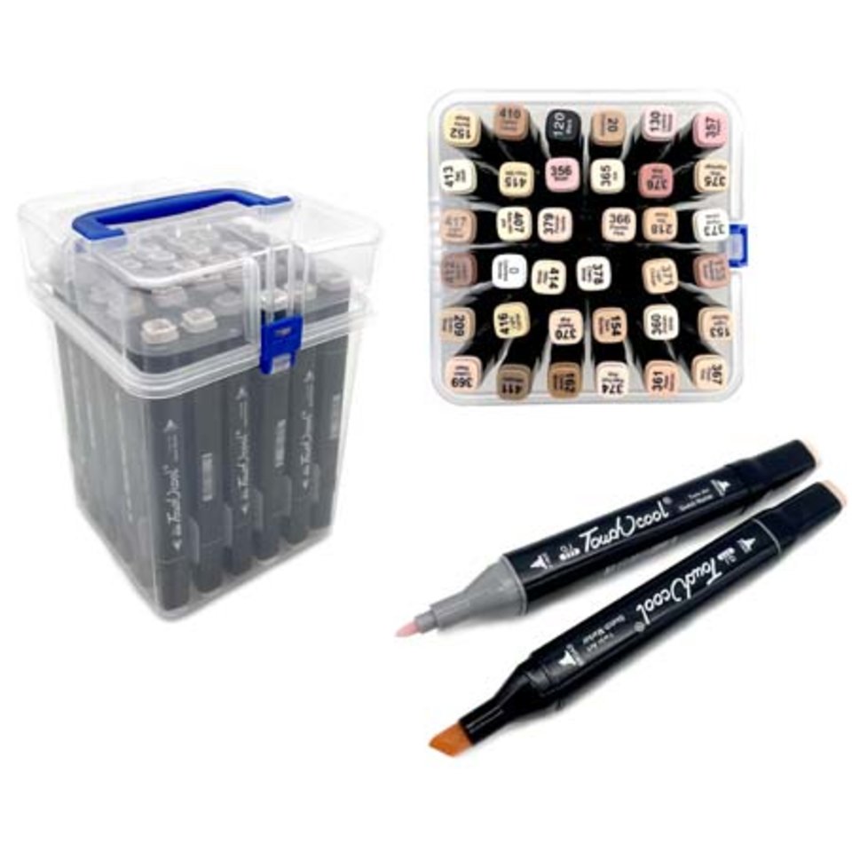 скетч-маркеры 36 цветов телесные оттенки двухсторонние остро-скошенные wnb-6/nb-54