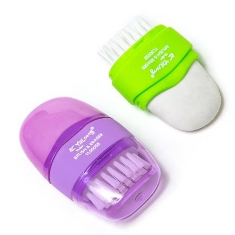 ластик цветной синтетический фигурный + щетка пластиковый футляр Yalong