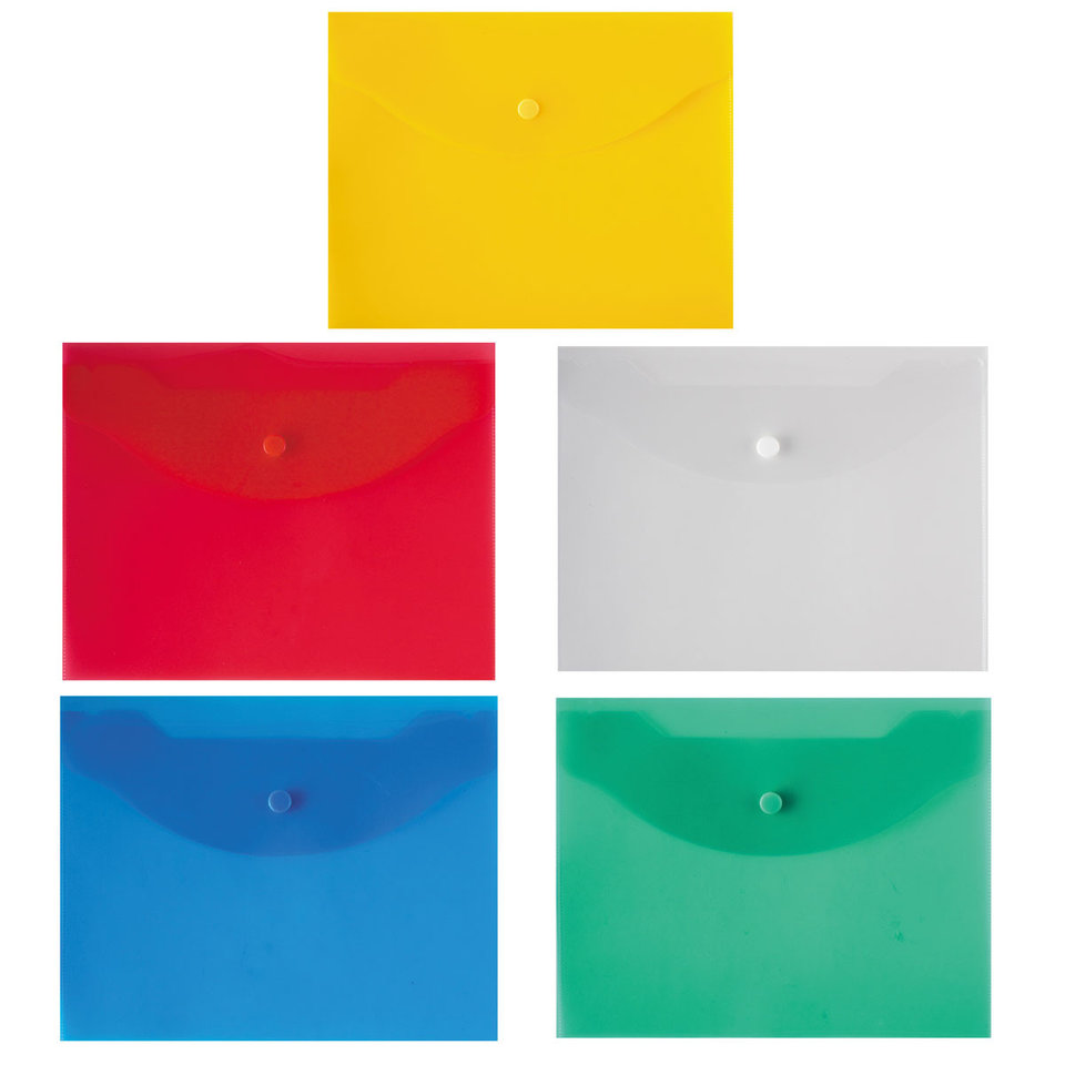 папка-конверт на кнопке А5 0.18мм полупрозрачная ассорти deVente 3071813