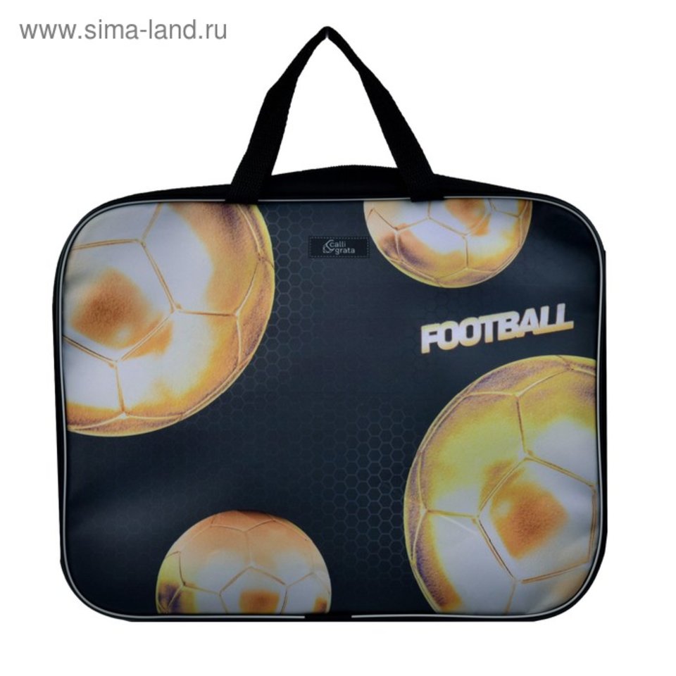 папка для тетрадей А4 с ручками Футбол золото текстиль 4820367