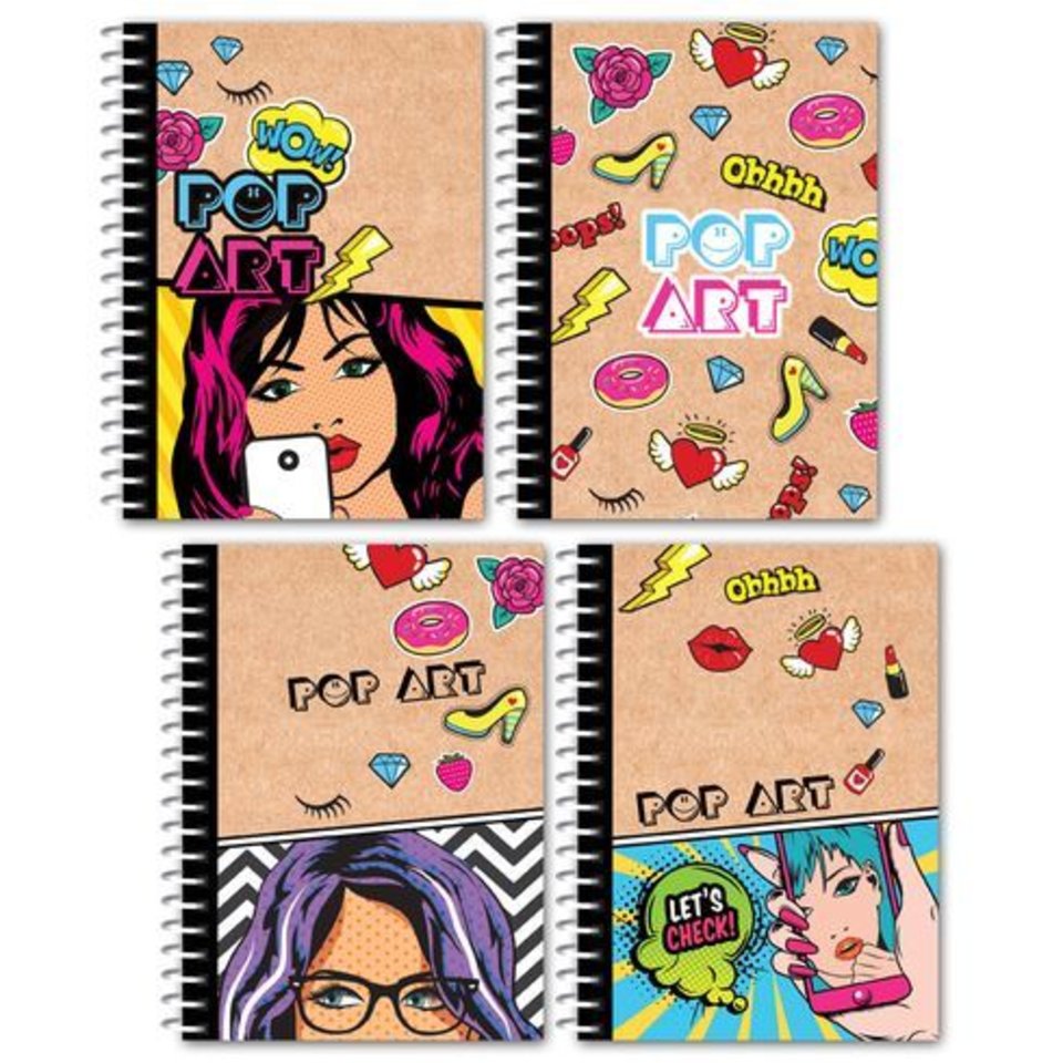 записная книжка А6 80 листов Pop Art на гребне в клетку 8328