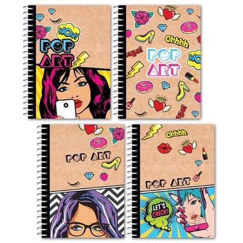 записная книжка А6 80 листов Pop Art на гребне в клетку 8328