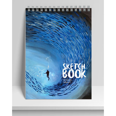 скетчбук а4 60 листов Волна на гребне 120г/м еас-10730