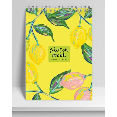 скетчбук а4 60 листов Лимоны на гребне 120г/м2 еас-10731