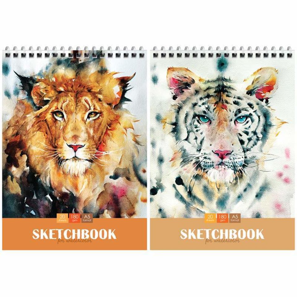 скетчбук А5 20 листов Wild cats 180г/м2 на гребне 35485 (310677)