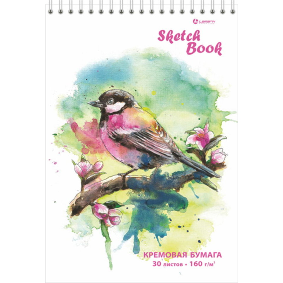 скетчбук А5 30 листов Снегирь 160г/м на гребне 33132