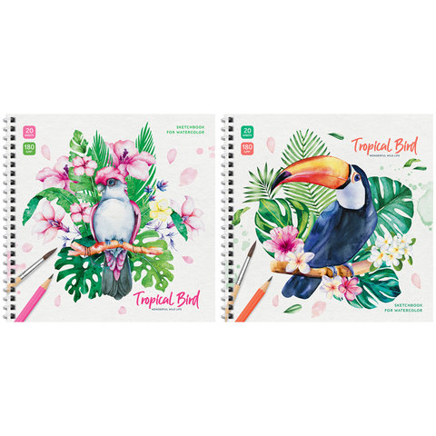 скетчбук А5 20 листов квадратный "Tropical bird", 180г/м22 38350 (315917)