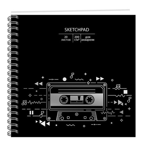 скетчбук А5 20 листов квадратный Music 200г/м2 спсф20122