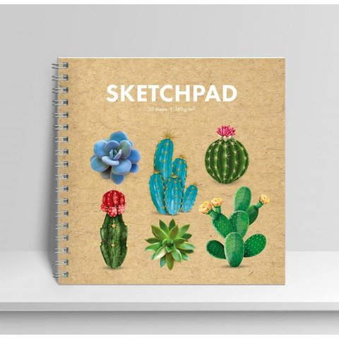 скетчбук А5 30 листов квадратный Суккуленты на гребне 180г/м2 еас-10749
