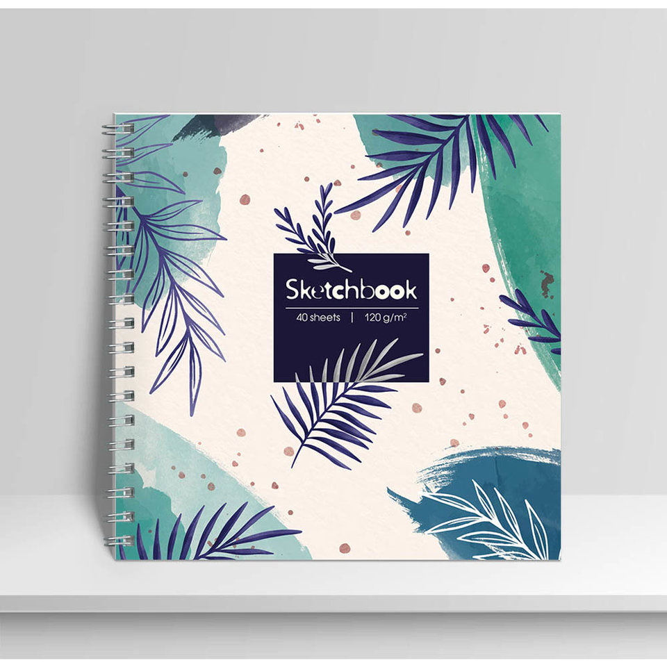 скетчбук А5 40 листов квадратный Ботаника на гребне 120г/м2 еас-10725