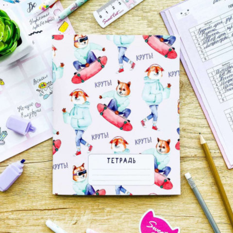 тетрадь 18 листов SWEETCAT Корги круть трк-164 в клетку