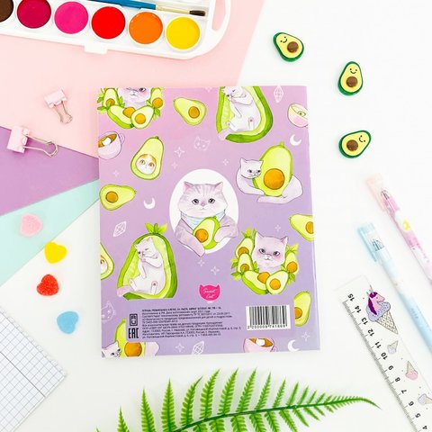 тетрадь 18 листов SWEETCAT Котики и авокадо тм-тр-14 в клетку