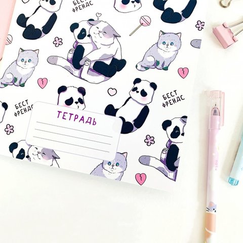тетрадь 18 листов SWEETCAT Панда и кот бест Френдс трк-175 в клетку