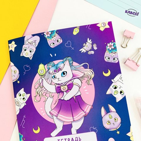 тетрадь 18 листов SWEETCAT СейлорКотик трк-187 в клетку