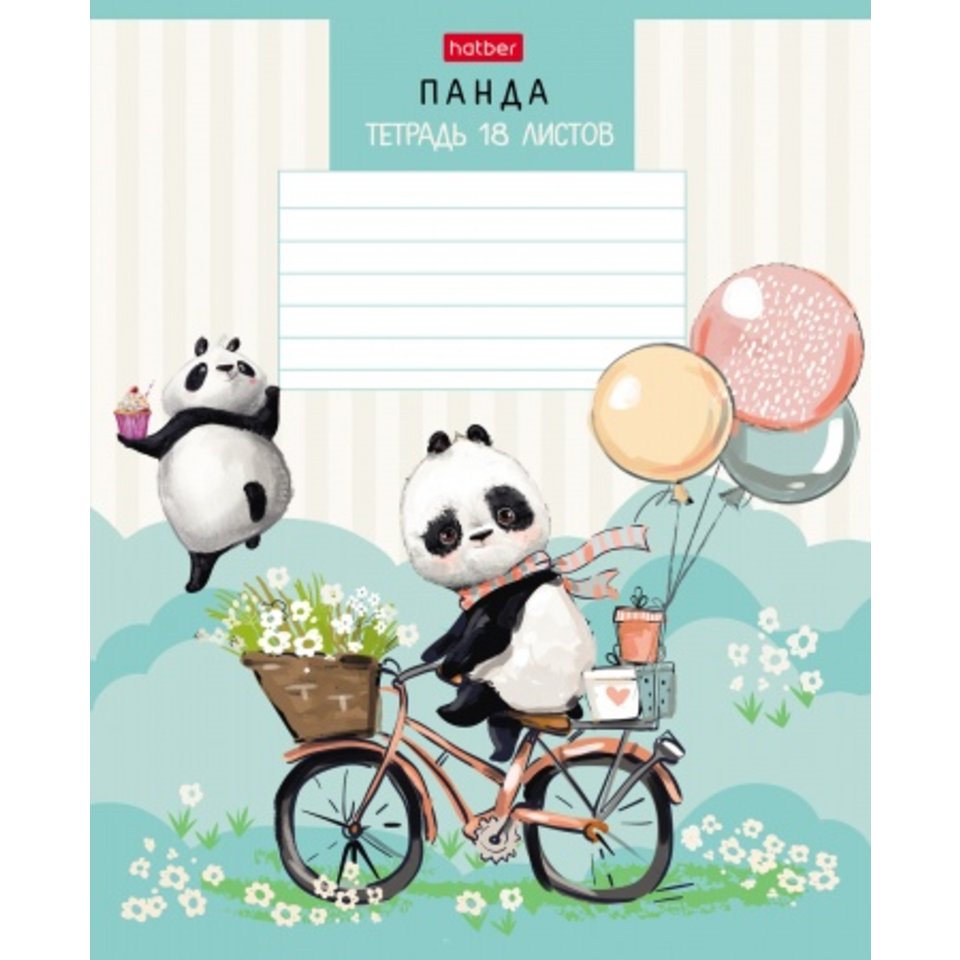 тетрадь 18 листов цветная Панда и Енотик в клетку 072252 Хатбер