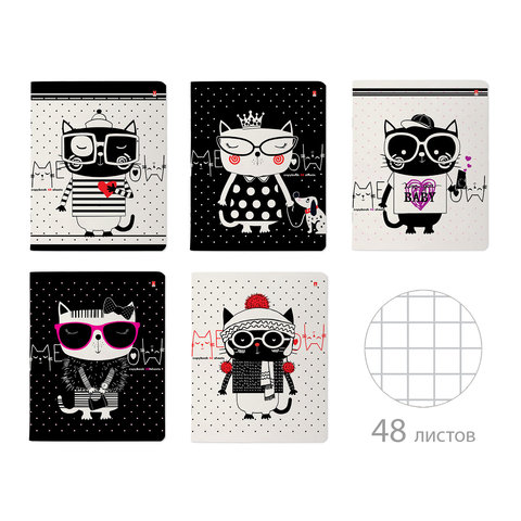 тетрадь 48 листов цветная GINZA CATS 7-48-1143 в клетку Альт