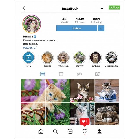тетрадь 48 листов Instabook в клетку 068203