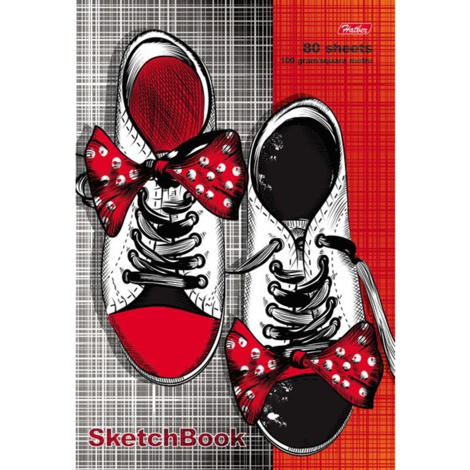 скетчбук А5 80 листов Модные кеды тввердая обложка на гребне 16947(048424)