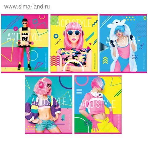 тетрадь 48 листов Девушки. Bright neon в клетку 257159