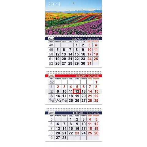 календарь квартальный 3 блока 3 гребня офис Цветущие Долины 27059 2023г