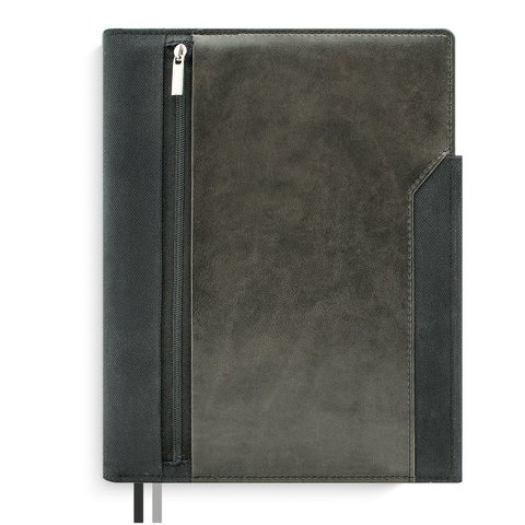 ежедневник недатированный А5 твердая обложка органайзер кожзам "пристин" черный 50438