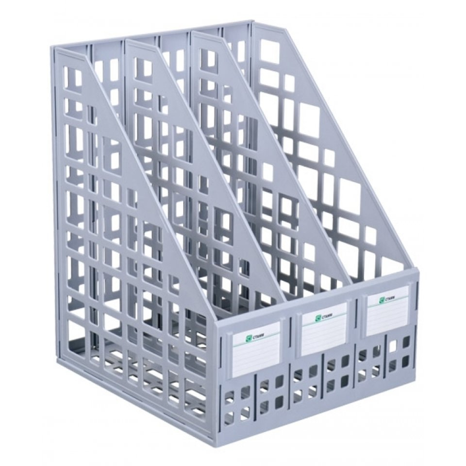 подставка для бумаг вертикальная 3-х секционная сборная ek 13097/лт80 серая