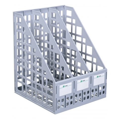 подставка для бумаг вертикальная 3-х секционная сборная ek 13097/лт80 серая