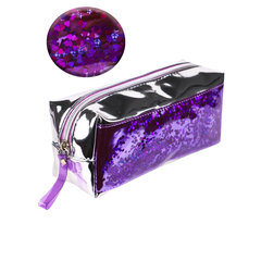 косметичка для девочки серебро и фиолетовый с блестками пн-5054