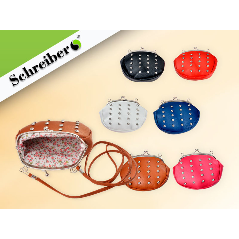 косметичка для девочки с ручкой стразы 15х13см ассорти s1110