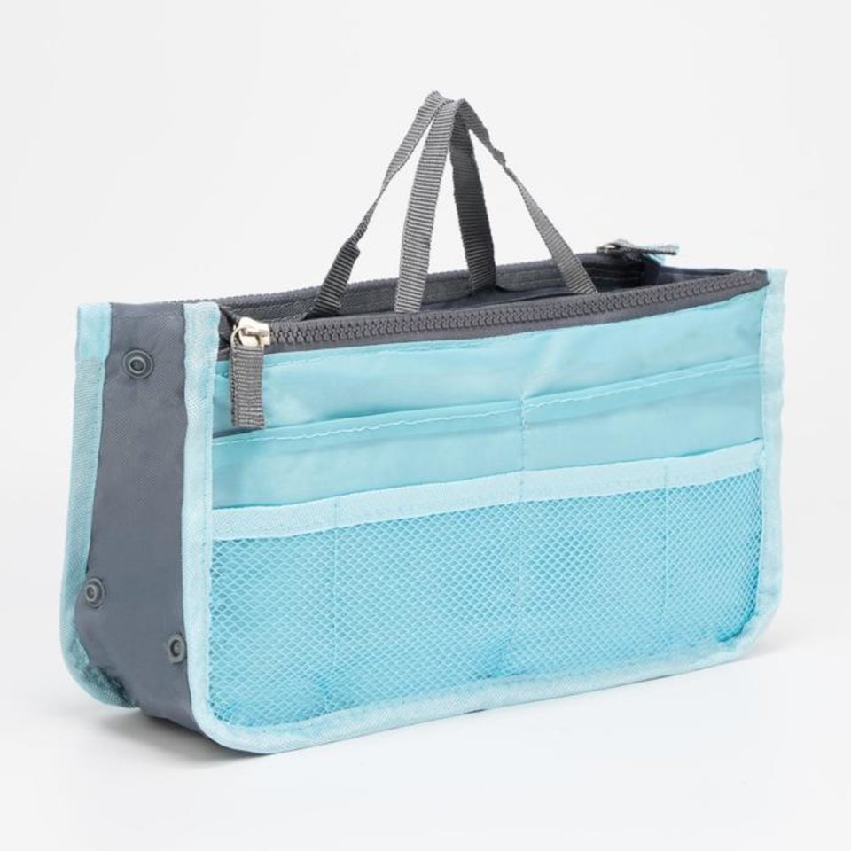 косметичка универсальная дорожная 3 отделения голубая 305470