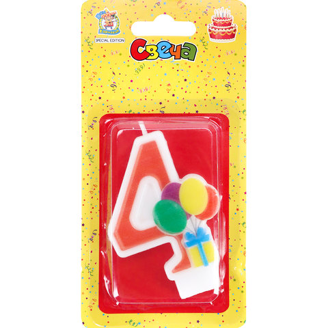 свеча цифра 4 фигурная с-5918