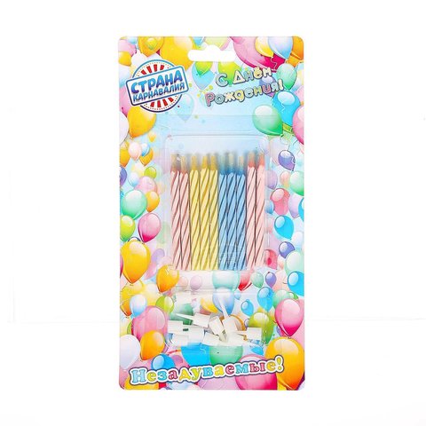 свечи для торта Яркая Полоса незадуваемые 10 штуки 1670217