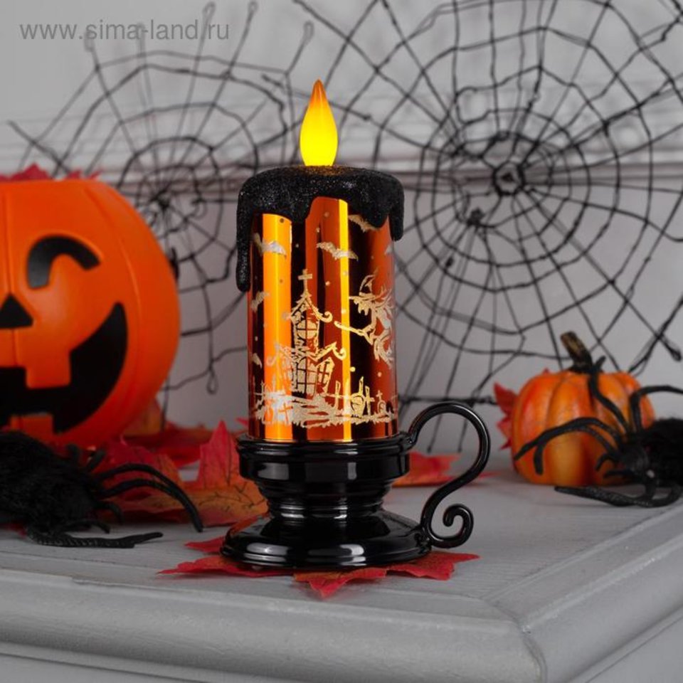 свеча Хэллоуин золото на батарейках 15см 4833485