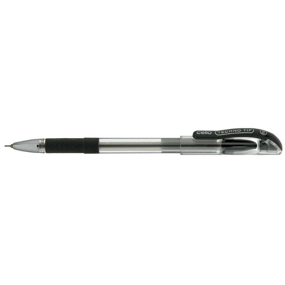 ручка шариковая Cello TECHNO TIP черная, металлический наконечник, резиновая вставка