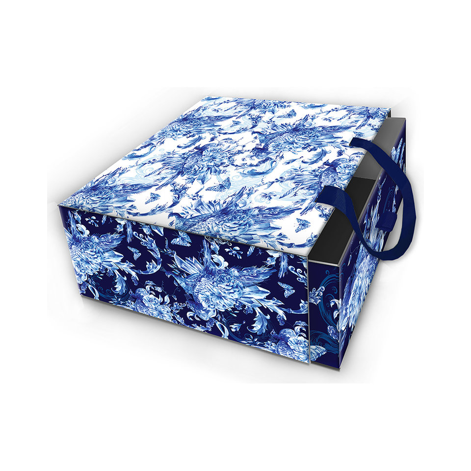 коробка подарочная Голубые Цветы 16х16см 77312