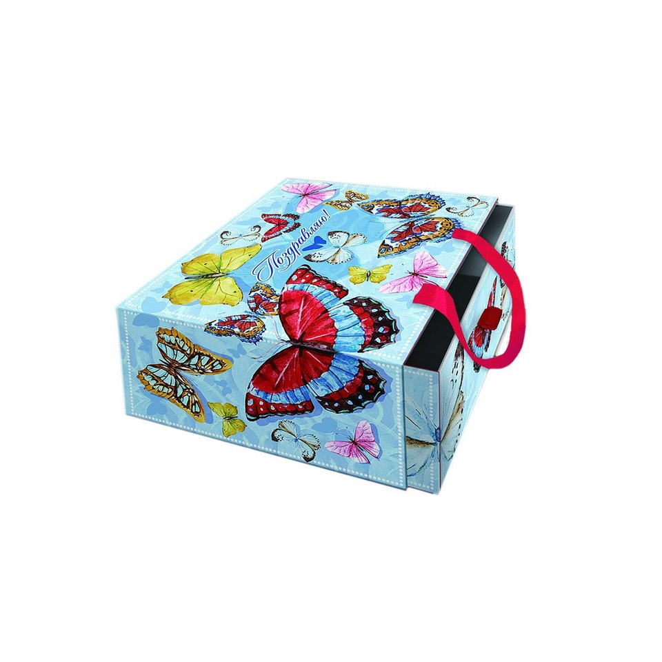 коробка подарочная Тропические Бабочки 16х16см 76869
