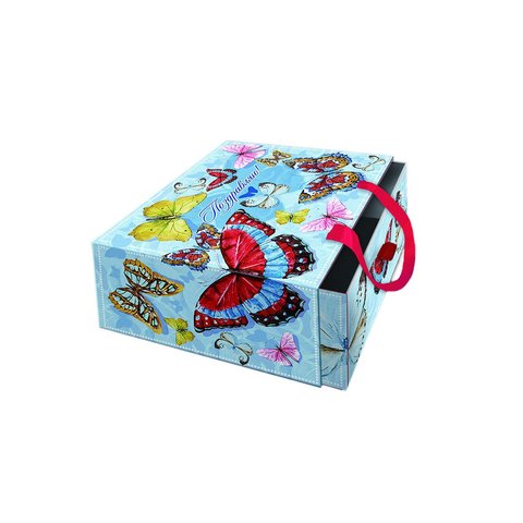 коробка подарочная Тропические Бабочки 16х16см 76869