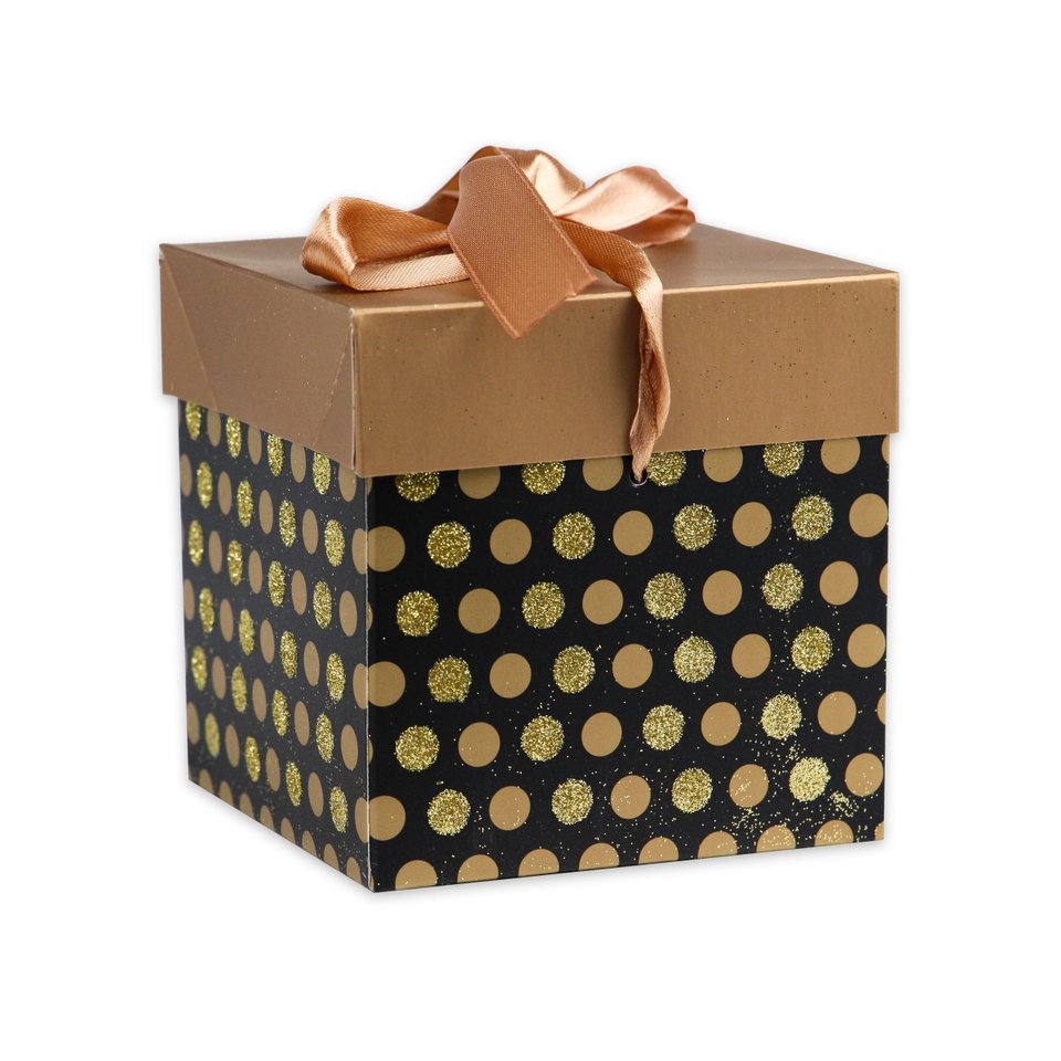 коробка подарочная Горох золото 10х10см пп-5372