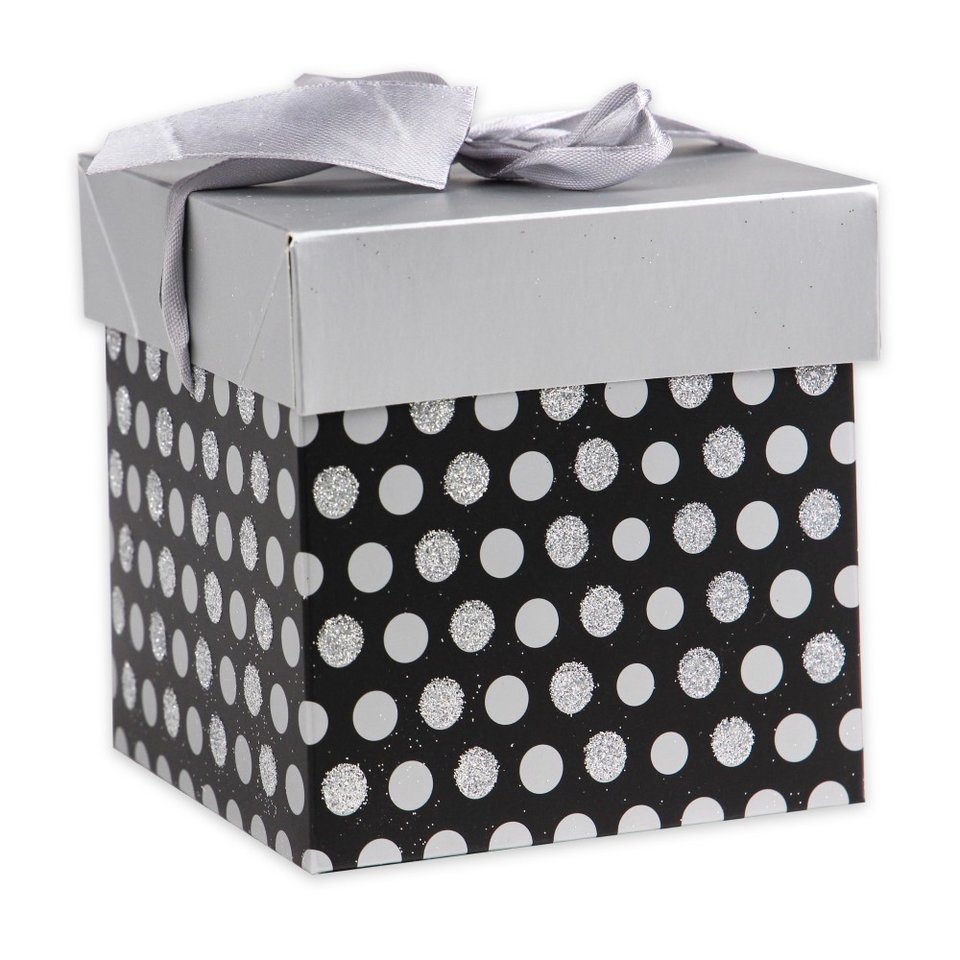 коробка подарочная Горох серебро 10х10см пп-5373