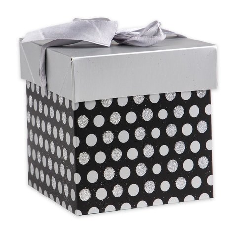 коробка подарочная Горох серебро 10х10см пп-5373